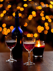 Image showing Sherry glasses in front of xmas tree