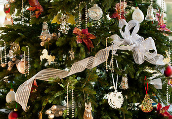 Image showing Decorated christmas tree in home