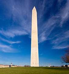 Image showing Wide angle view of Washington Monument