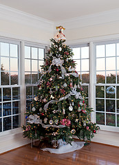 Image showing Decorated christmas tree in home