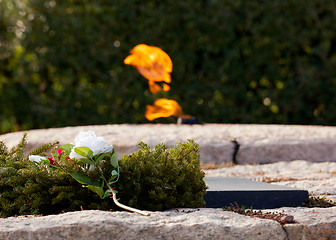 Image showing Christmas wreath by JFK memorial