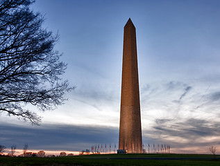 Image showing Wide angle view of Washington Monument