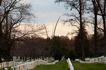 Image showing Xmas wreaths in Arlington Cemetery