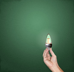 Image showing Bright idea LED lightbulb in hand