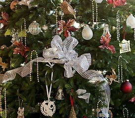 Image showing Decorated christmas tree in home