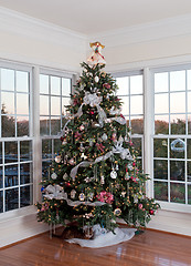 Image showing Decorated christmas tree in home