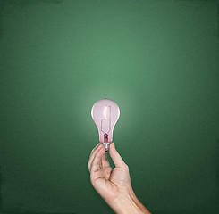 Image showing Bright idea lightbulb in hand