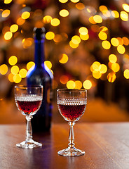 Image showing Sherry glasses in front of xmas tree