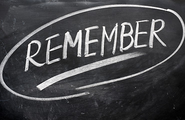 Image showing Remember word written on a blackboard