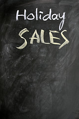 Image showing Holiday sales written on a blackboard