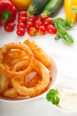 Image showing golden deep fried onion rings 