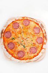 Image showing Italian original thin crust  pepperoni pizza