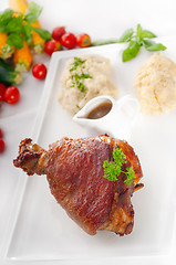 Image showing original German BBQ pork  knuckle