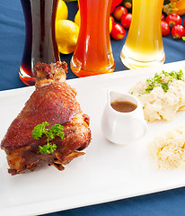 Image showing original German BBQ pork  knuckle