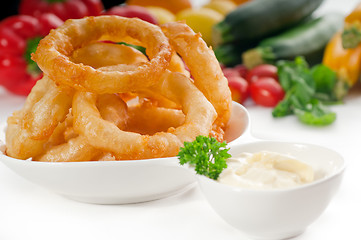 Image showing golden deep fried onion rings 