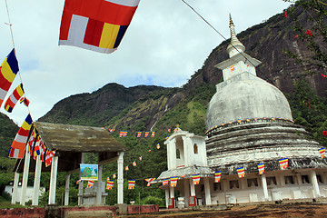 Image showing Flags and stupa