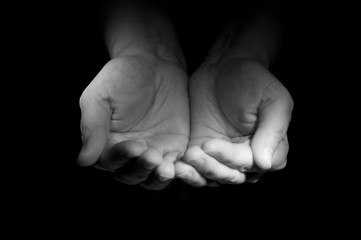 Image showing Hands ask the charity from foto watcher