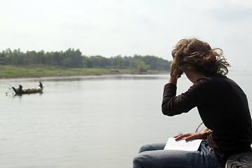 Image showing Girl on the boat
