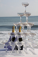 Image showing Two wine bottles and glasses