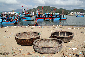 Image showing Beach and boats