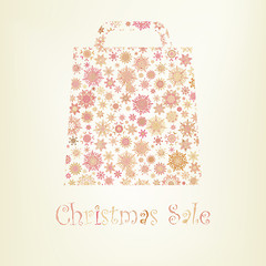 Image showing Bag For Shopping With snowflakes. EPS 8