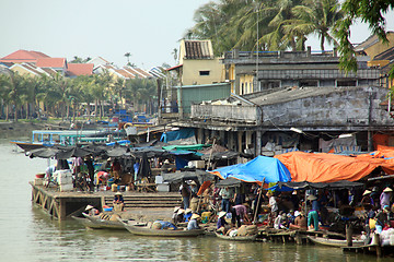 Image showing Boats and market