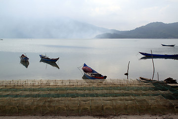 Image showing Nets and boats