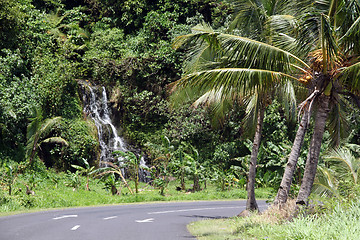 Image showing Waterfall near the road