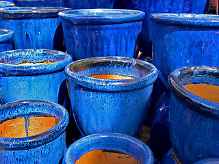 Image showing Blue ceramic pots