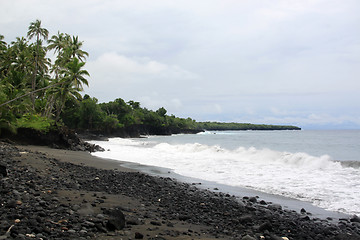 Image showing Black sand beach in Samoa