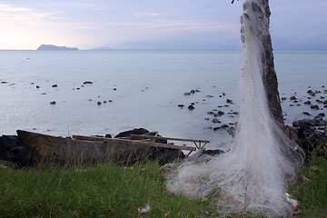 Image showing Boat and fishing net