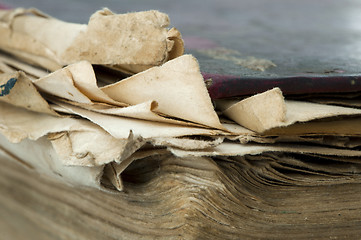 Image showing Old worn paper sheets of book