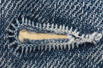 Image showing Buttonhole of jeans cloth