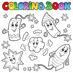 Image showing Coloring book fireworks theme 1