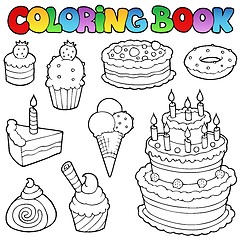 Image showing Coloring book various cakes 1