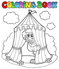 Image showing Coloring book with clown and tent