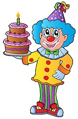 Image showing Cartoon clown with cake