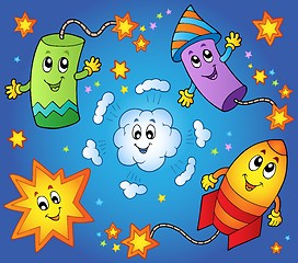 Image showing Cartoon fireworks theme 1