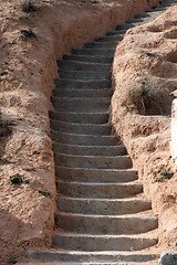 Image showing Stone stairs in residential caves of troglodyte in Matmata, Tunisia, Africa