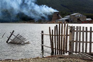 Image showing Lake and sawmill