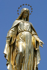 Image showing Golden statue of Virgin Mary