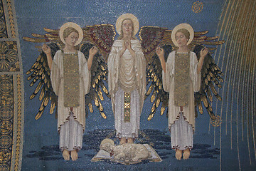 Image showing Angels, mosaic, Mount Tabor- Basilica of the Transfiguration