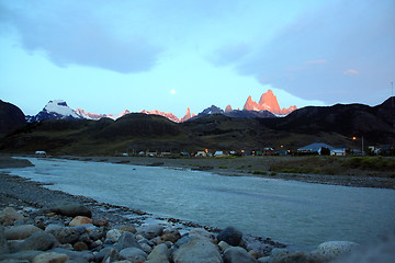 Image showing River, moon and mountain