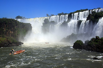 Image showing Boats and waterfall