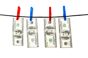 Image showing Dollars hanging on a rope