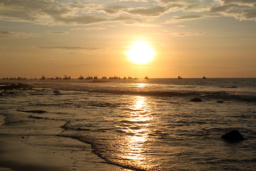 Image showing Sea and sunset