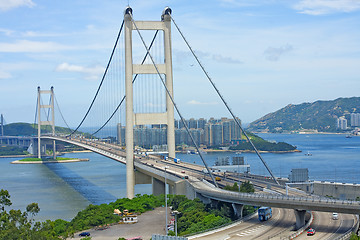 Image showing Tsing Ma Bridge, landmark bridge in Hong Kong 