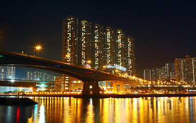 Image showing Hong Kong public housing and river 