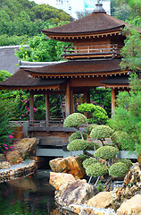 Image showing Pavilion and green trees