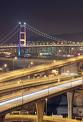 Image showing highway and bridge at night